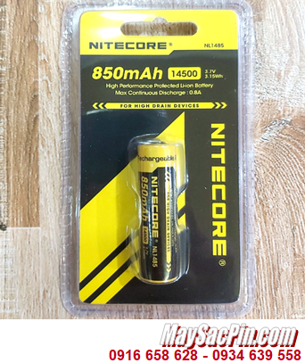 Nitecore NL1485 14500 Rechargeable Lithium-Ion Battery (3.7V, 850mAh,  3.15Wh)